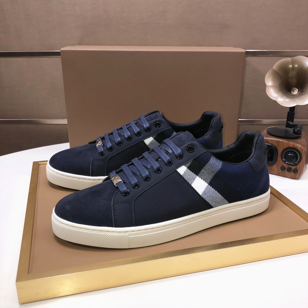 Factory lote [burberry Burberry] clásico lowtop entrenadores importados de piel de vaca con tela esc