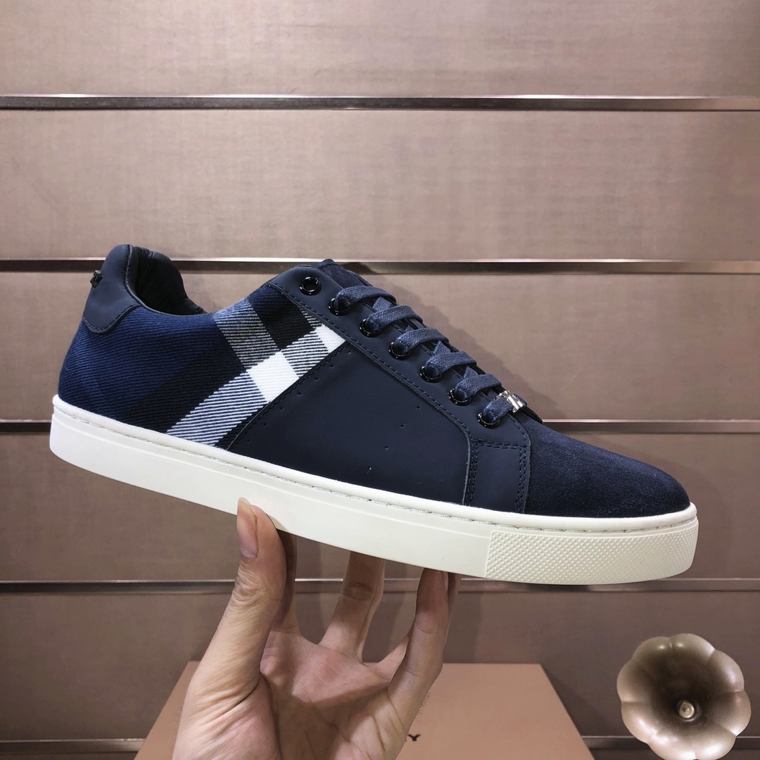 Factory lote [burberry Burberry] clásico lowtop entrenadores importados de piel de vaca con tela esc