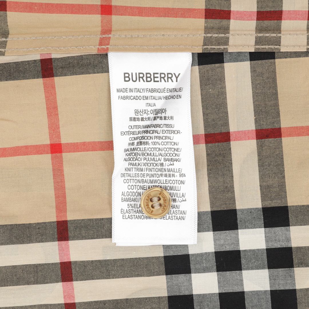 Burberry/巴宝莉 格子下摆字母Logo长袖衬衫