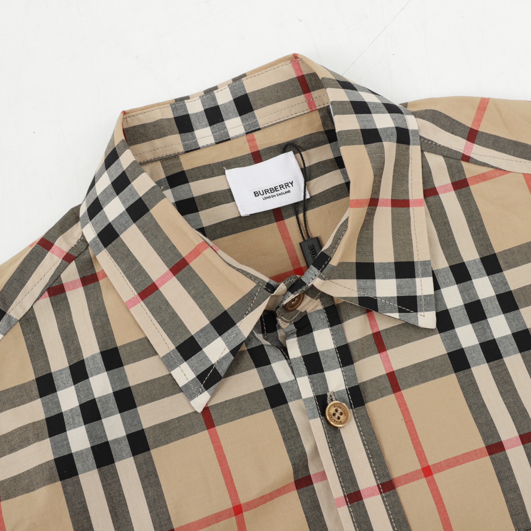 Burberry/巴宝莉 格子下摆字母Logo长袖衬衫