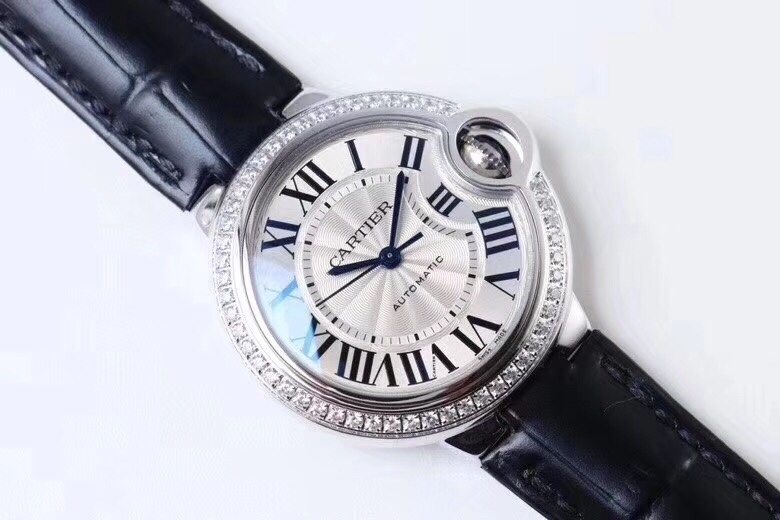 Cartier 卡地亚蓝气球单排钻 33mm机械 女款 进口miyota全自动机械机芯 鱼眼通透蓝宝石镜面 开模 媲美