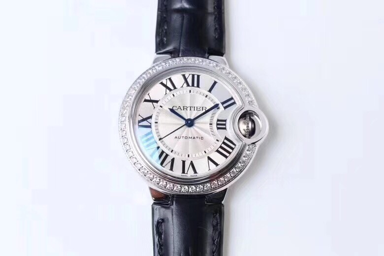 Cartier 卡地亚蓝气球单排钻 33mm机械 女款 进口miyota全自动机械机芯 鱼眼通透蓝宝石镜面 开模 媲美