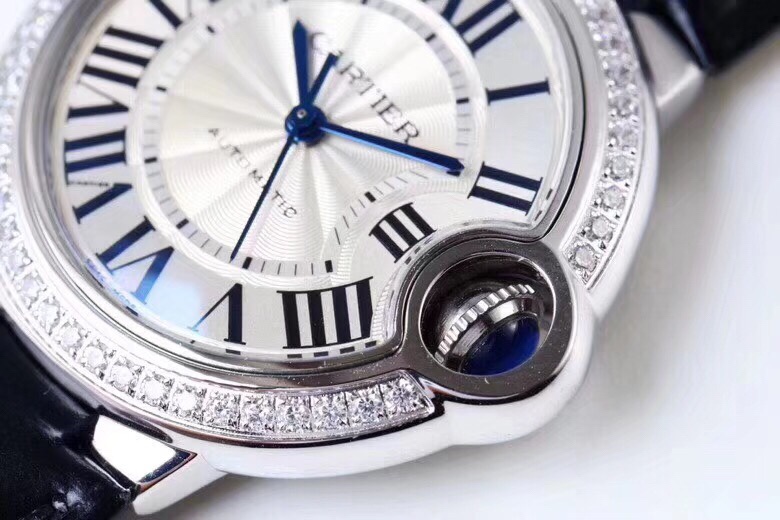Cartier 卡地亚蓝气球单排钻 33mm机械 女款 进口miyota全自动机械机芯 鱼眼通透蓝宝石镜面 开模 媲美