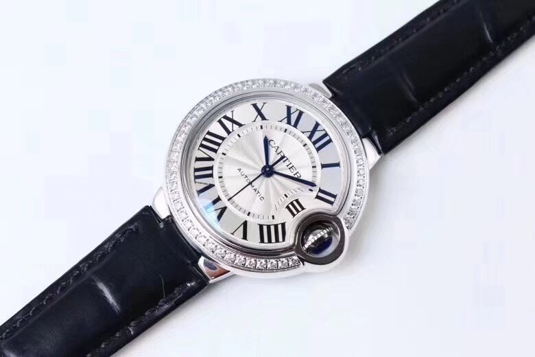 Cartier 卡地亚蓝气球单排钻 33mm机械 女款 进口miyota全自动机械机芯 鱼眼通透蓝宝石镜面 开模 媲美