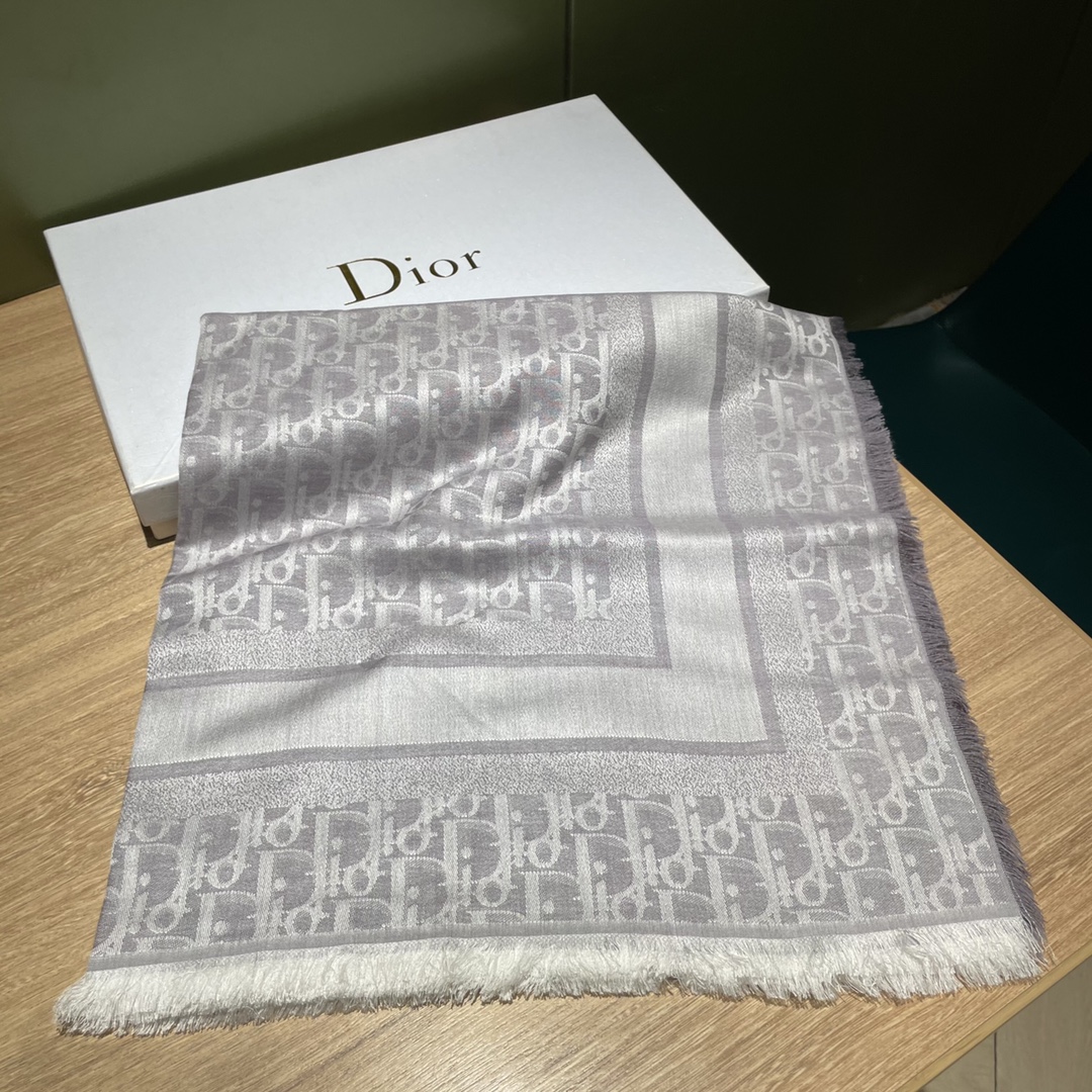 Dior Scarf Shawl 2023 Replica Wholesale Cheap Sales Online
 Blue Grey Tannin Cashmere Silk Wool Fall/Winter Collection