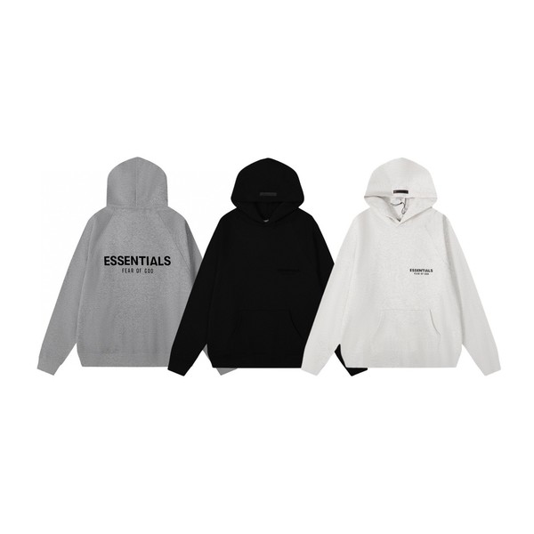 ESSENTIALS Clothing Sweatshirts Black Grey Light Gray Printing Unisex Cotton Essential Hooded Top