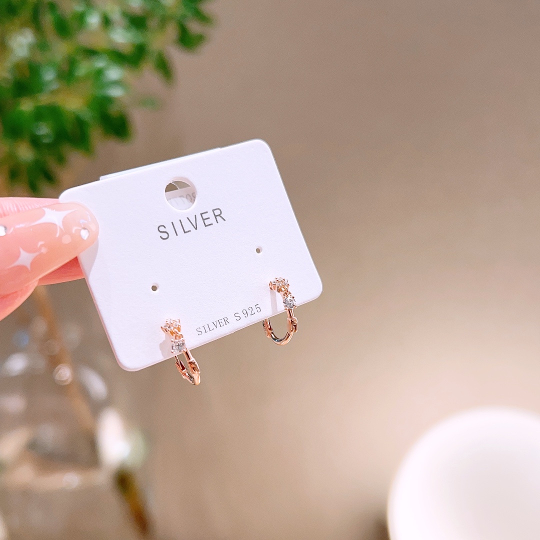 S925 Sterling Silver Ear Cuffs Cute Annual Party Gold