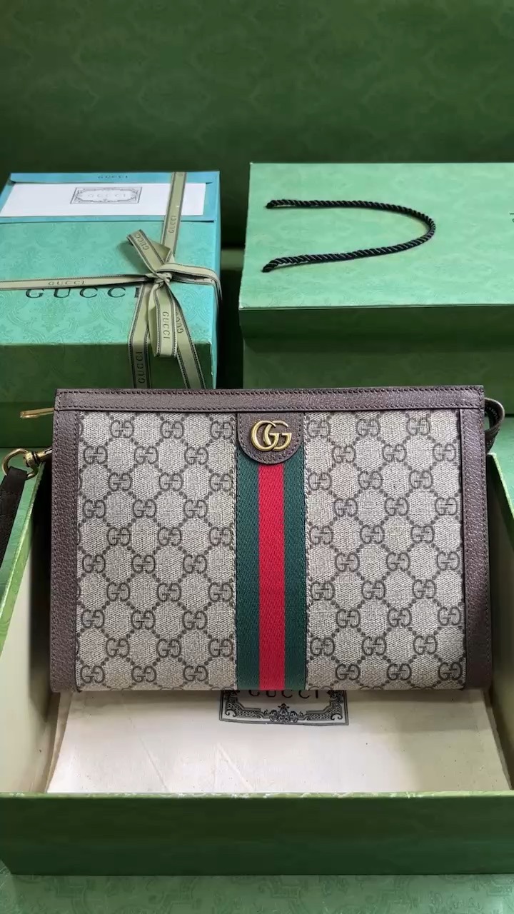 Gucci Ophidia Clutches & Pouch Bags Brown PVC