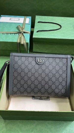 Gucci Ophidia Clutches & Pouch Bags Grey PVC