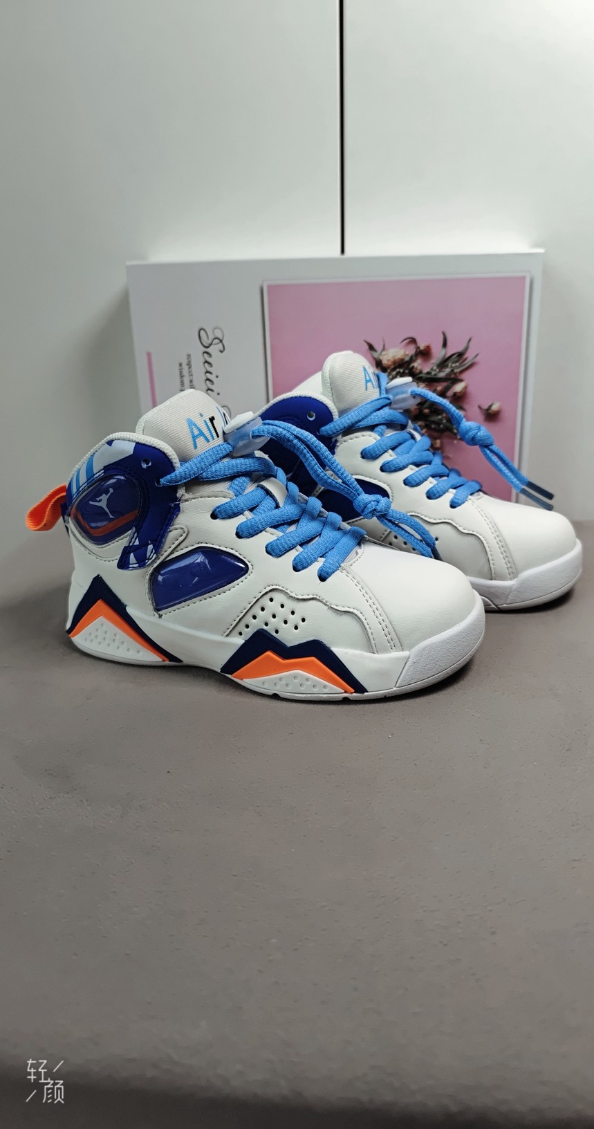 图片[2]-，卖完为止乔7 真气垫[强][强][强]儿童篮球鞋春秋款小宝宝白蓝几何女孩高帮运动鞋男童软底潮鞋[庆祝][庆祝][庆祝]号码26-35-选品中心