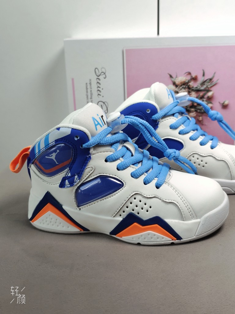 图片[3]-，卖完为止乔7 真气垫[强][强][强]儿童篮球鞋春秋款小宝宝白蓝几何女孩高帮运动鞋男童软底潮鞋[庆祝][庆祝][庆祝]号码26-35-选品中心