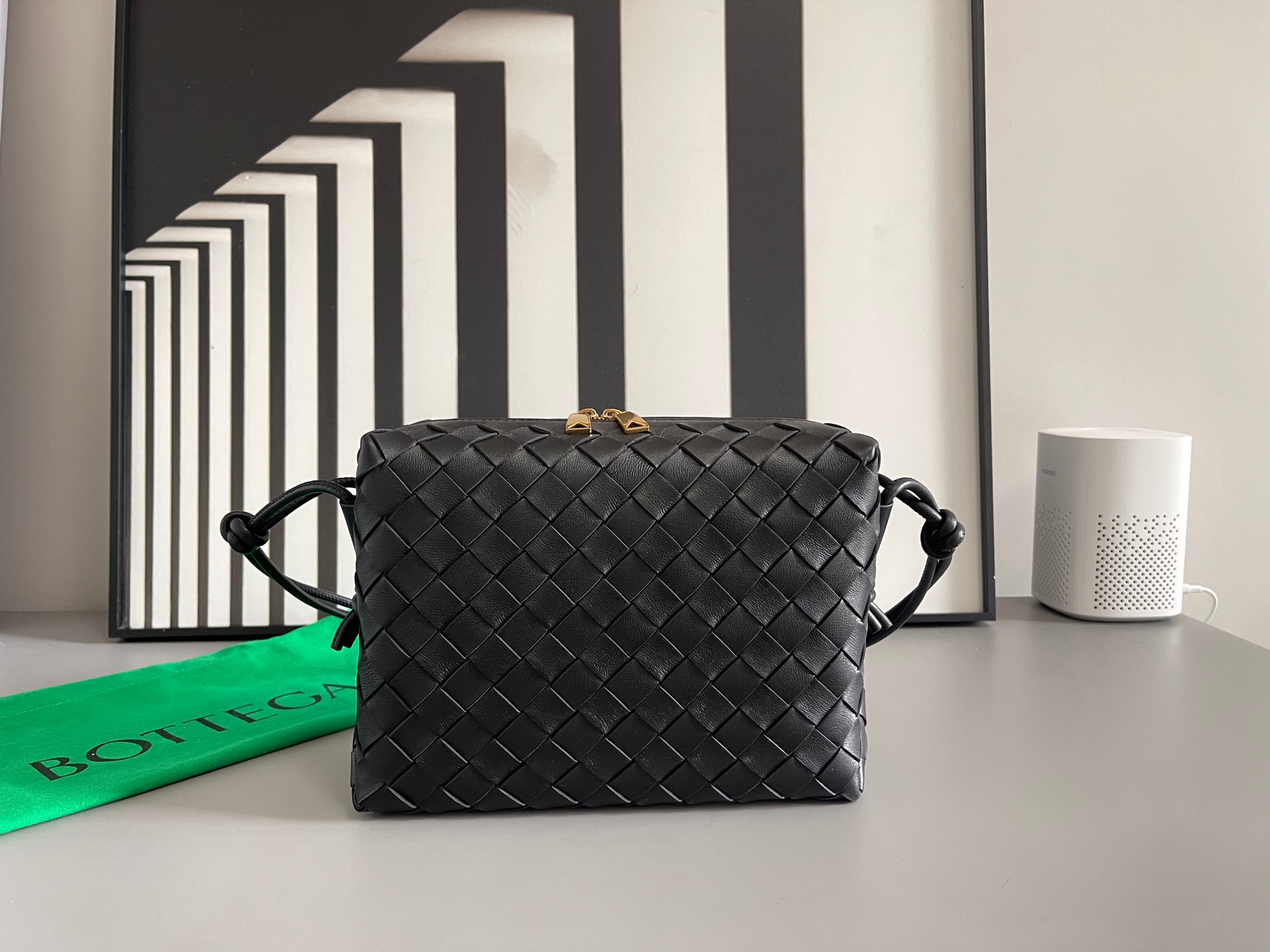 Bottega Veneta Intrecciato Lambskin Square Drawstring Handbag