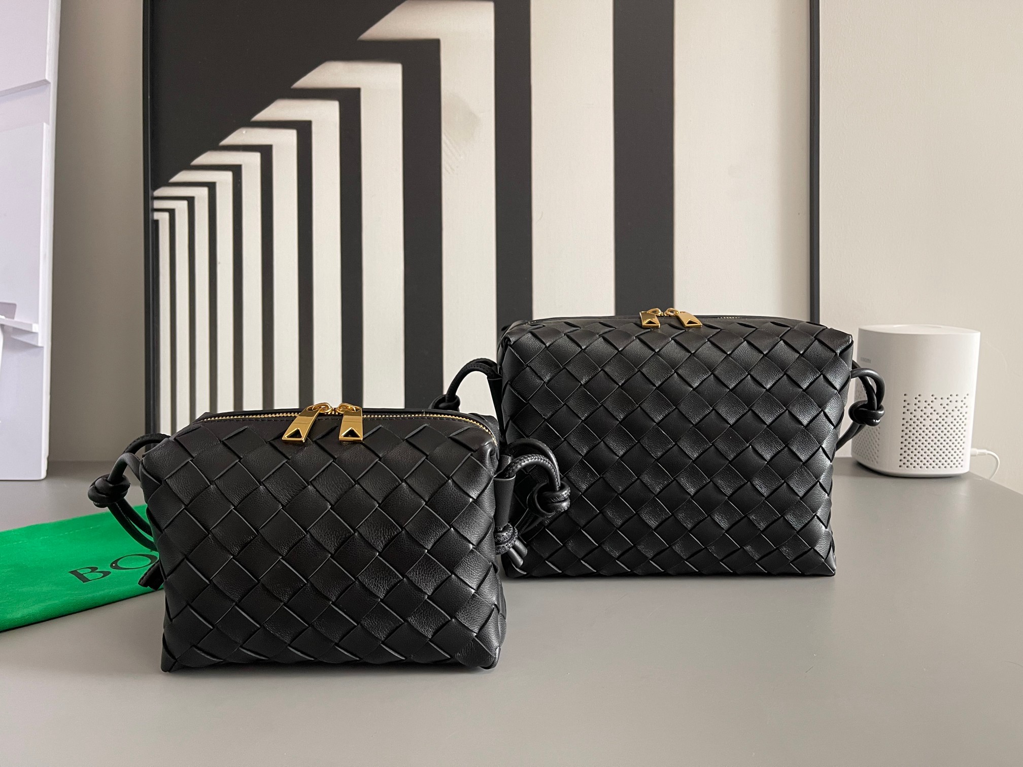 Bottega Veneta bv camera bag size comparison chart: black