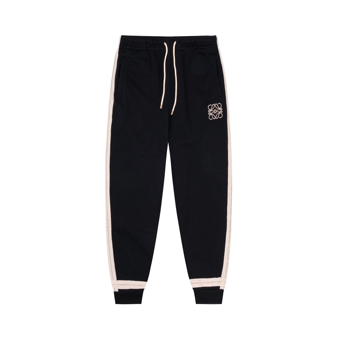 Loewe Clothing Pants & Trousers Black Embroidery Unisex Casual