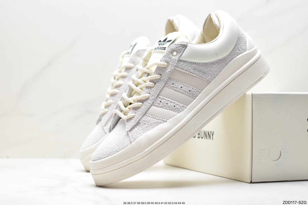 Original box Bad Bunny x adidas originals Campus Bad Bunny white casual sports sneakers FZ5823