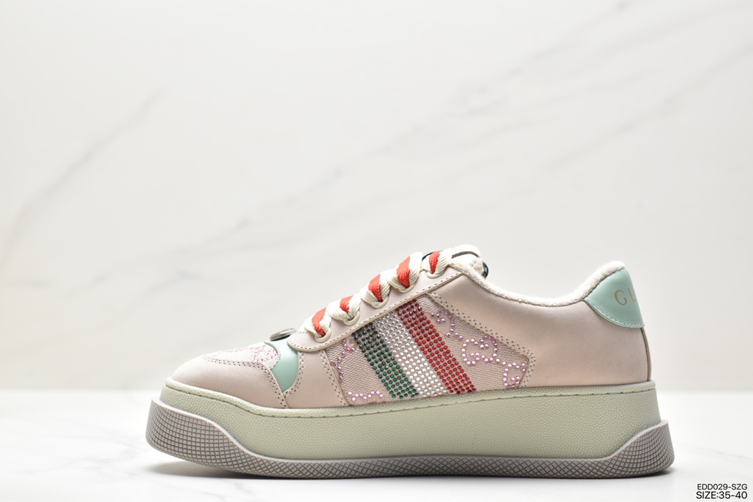 Gucci's latest hit chubby thick-soled dirty shoes with colorful shoelaces MAC90 casual retro old dirty shoes