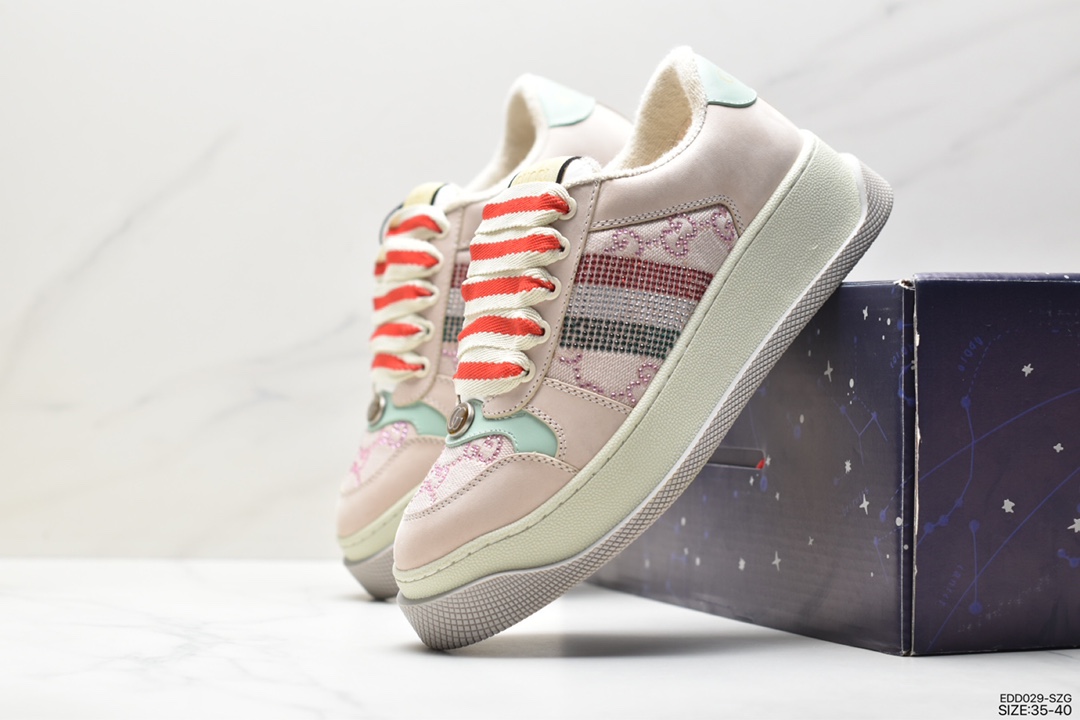 Gucci's latest hit chubby thick-soled dirty shoes with colorful shoelaces MAC90 casual retro old dirty shoes