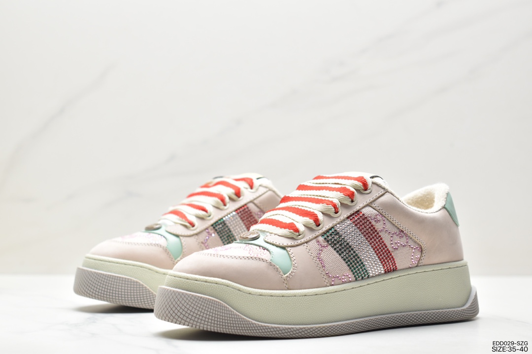 Gucci's latest hit chubby thick-soled dirty shoes with colorful shoelaces MAC90 casual retro old dirty shoes