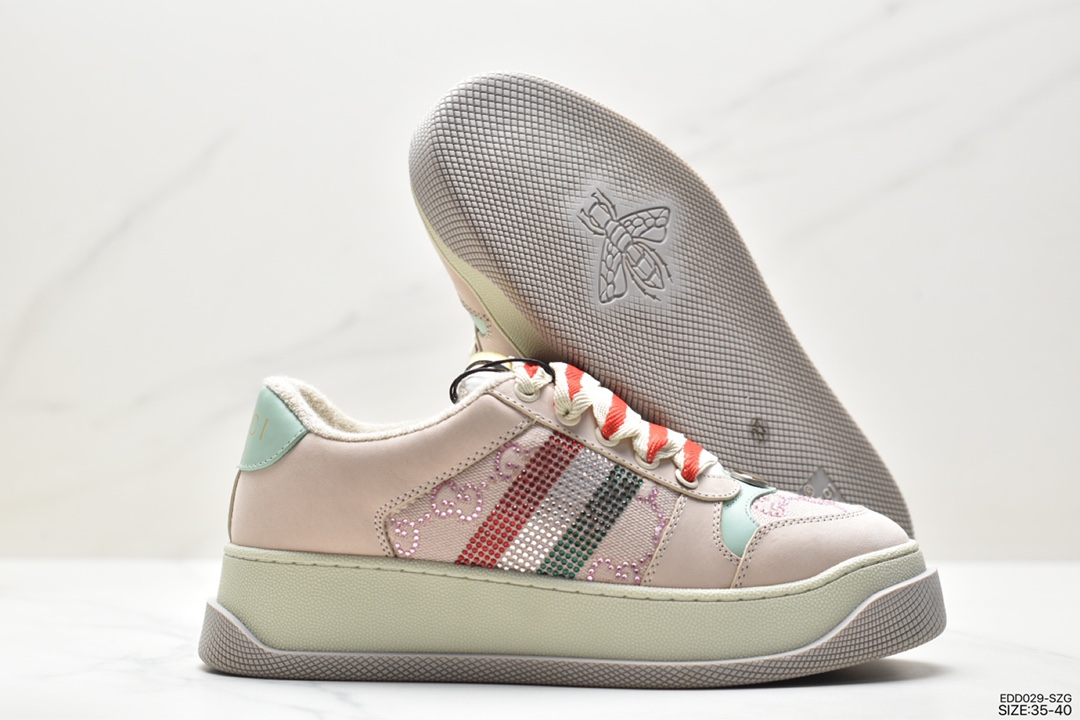 Gucci's latest hit chubby thick-soled dirty shoes with colorful shoelaces MAC90 casual retro old dirty shoes