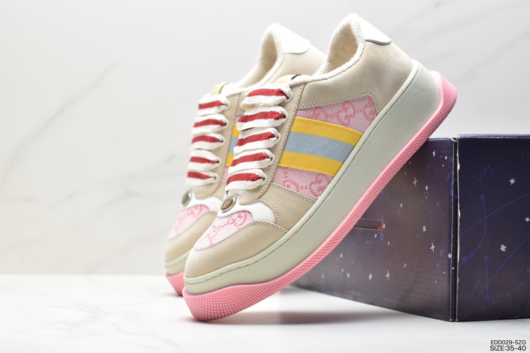 Gucci's latest hit chubby thick-soled dirty shoes with colorful shoelaces MAC90 casual