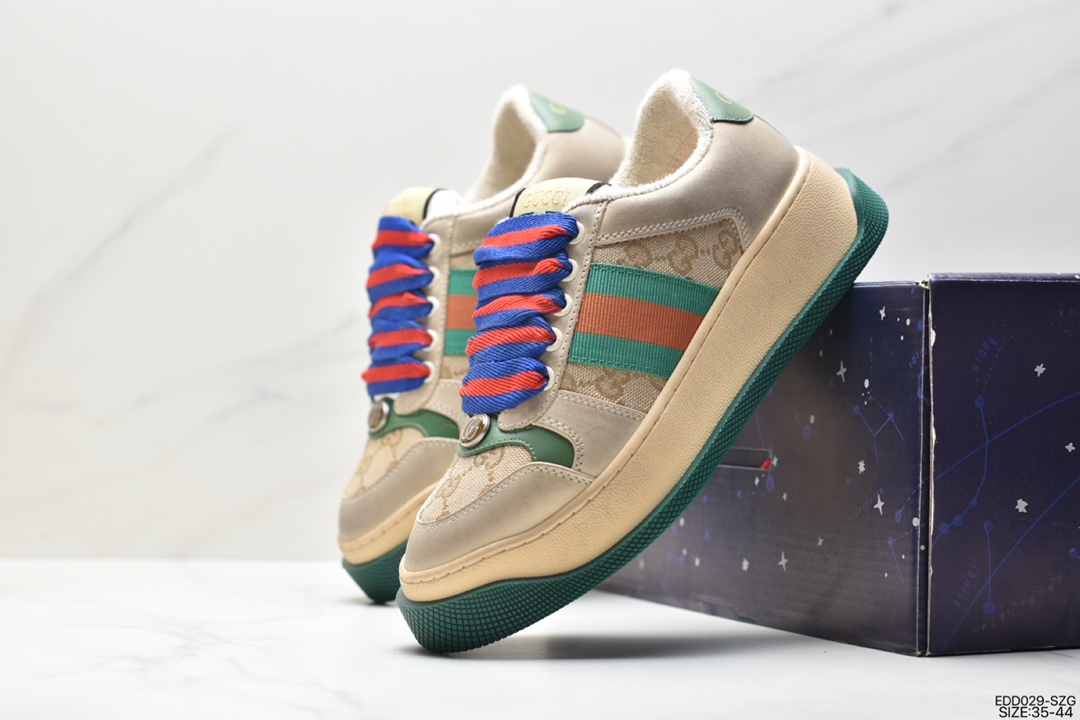 Gucci's latest hit chubby thick-soled dirty shoes with colorful shoelaces MAC90 casual