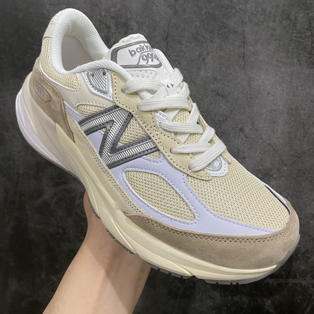 [K version pure original] New Balance M990SS6 NB990V6 white and brown sixth generation presidential retro jogging shoes