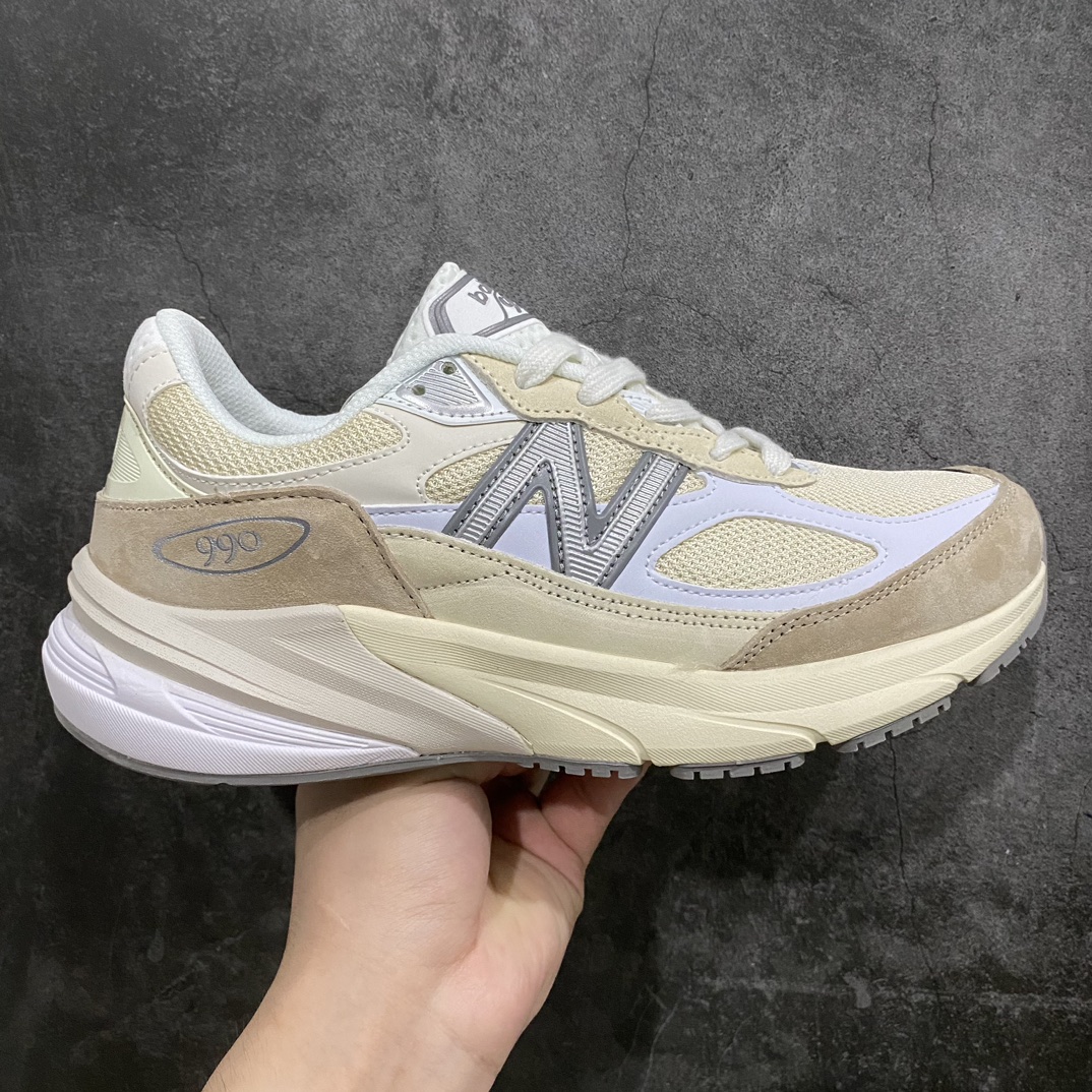 [K version pure original] New Balance M990SS6 NB990V6 white and brown sixth generation presidential retro jogging shoes