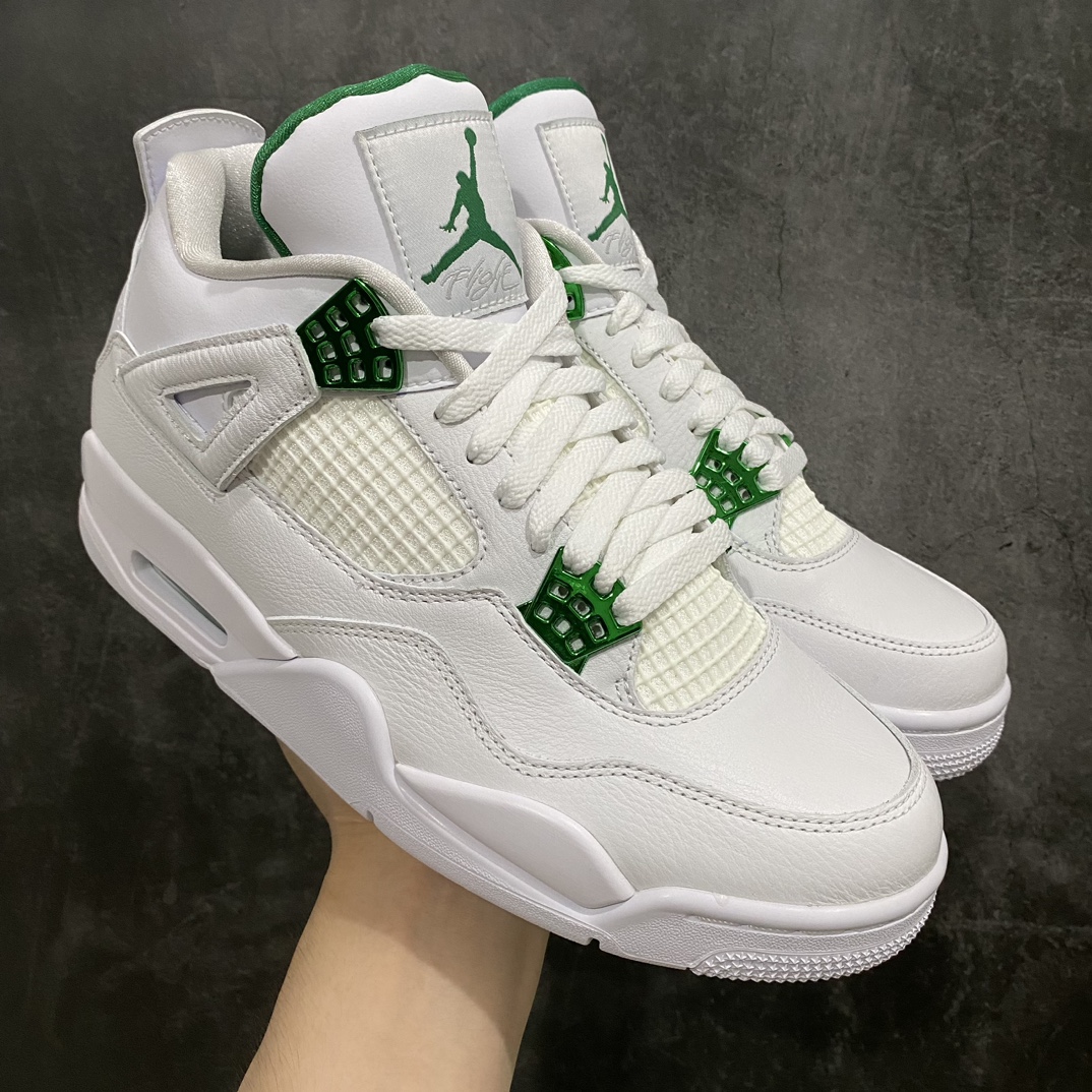 【老DT版本】Air Jordan 4 Retro 白绿金属扣CT8527-113n大厂出品 市场最强版本 完美清洁度n最高工艺复刻  原装无色差修正 全头层制作n原楦原纸板开发 纯正四代版型n原底真实气垫 回弹反馈充足n完美鞋楦打造 市面最高工艺独家外贸鬼佬48大码 尺码：40-48.5-莆田鞋批发中心