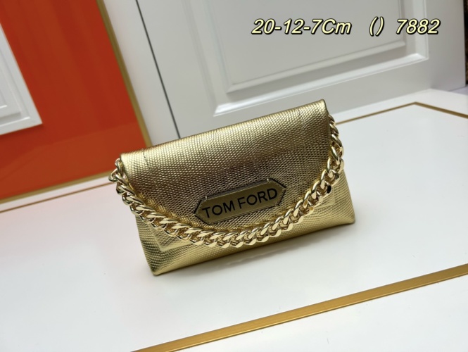 Tom Ford Metallic Clutch with Chain Handle - Stylish and Compact 1 Tom Ford Metallic Clutch with Chain Handle - Stylish and Compact