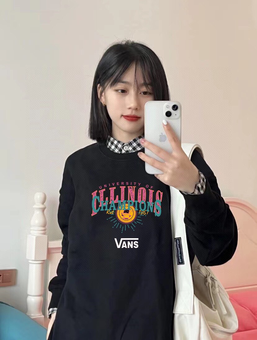 Styles & Where to Buy
 Vans Clothing Sweatshirts Black Grey White Printing Unisex Cotton Fall Collection