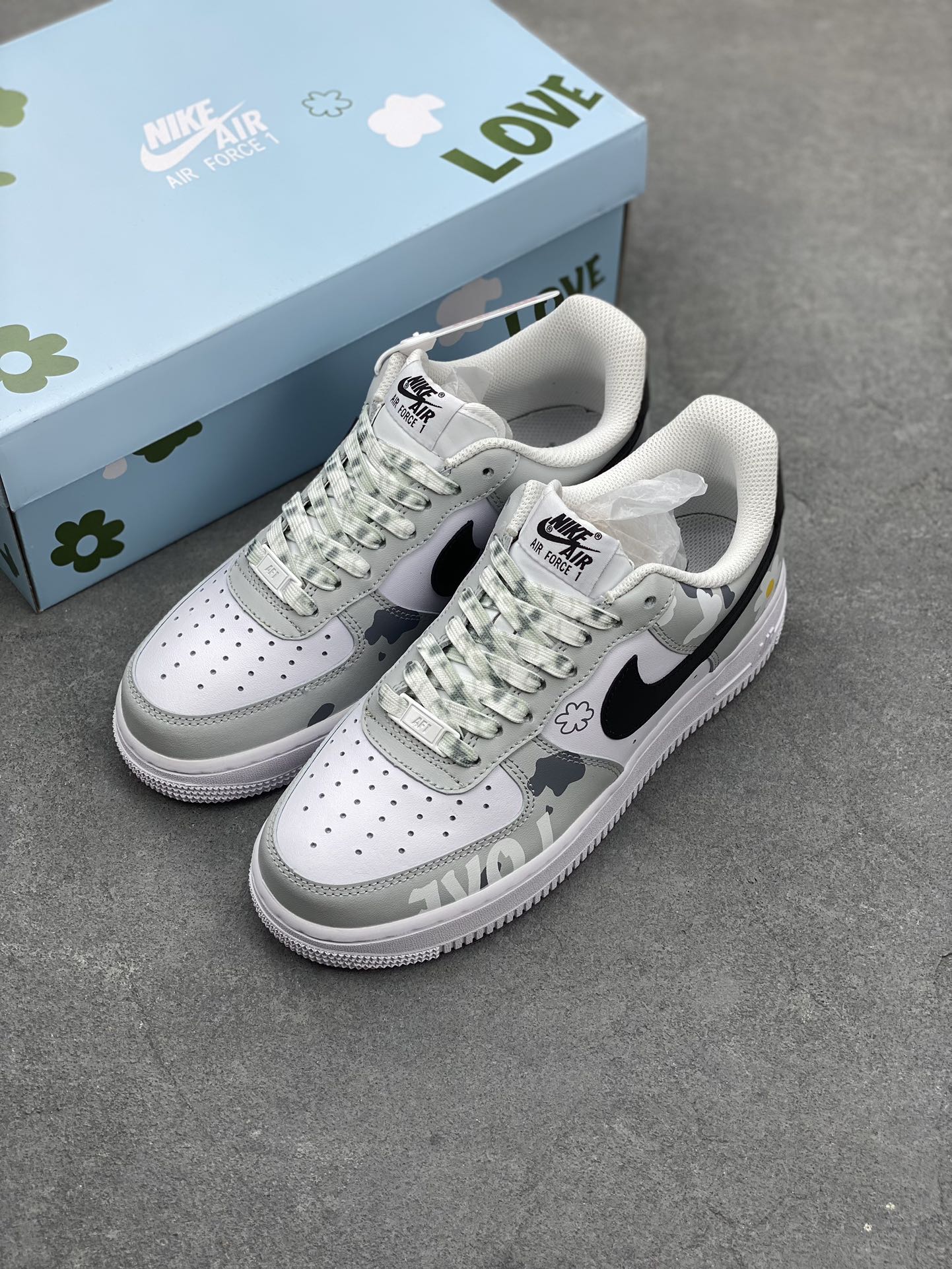 Nike Air Force 1 Low '07 Custom 'Love' Grey White Sneakers CW2288-665 9 i1693036392 1498 7
