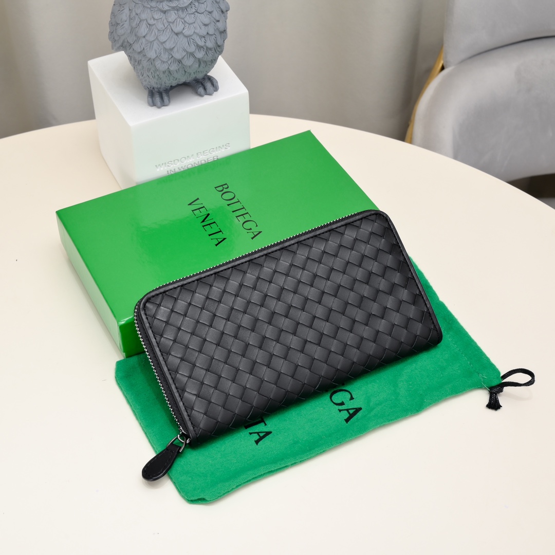 Bottega Veneta 编织 长款拉链钱包 胎牛皮