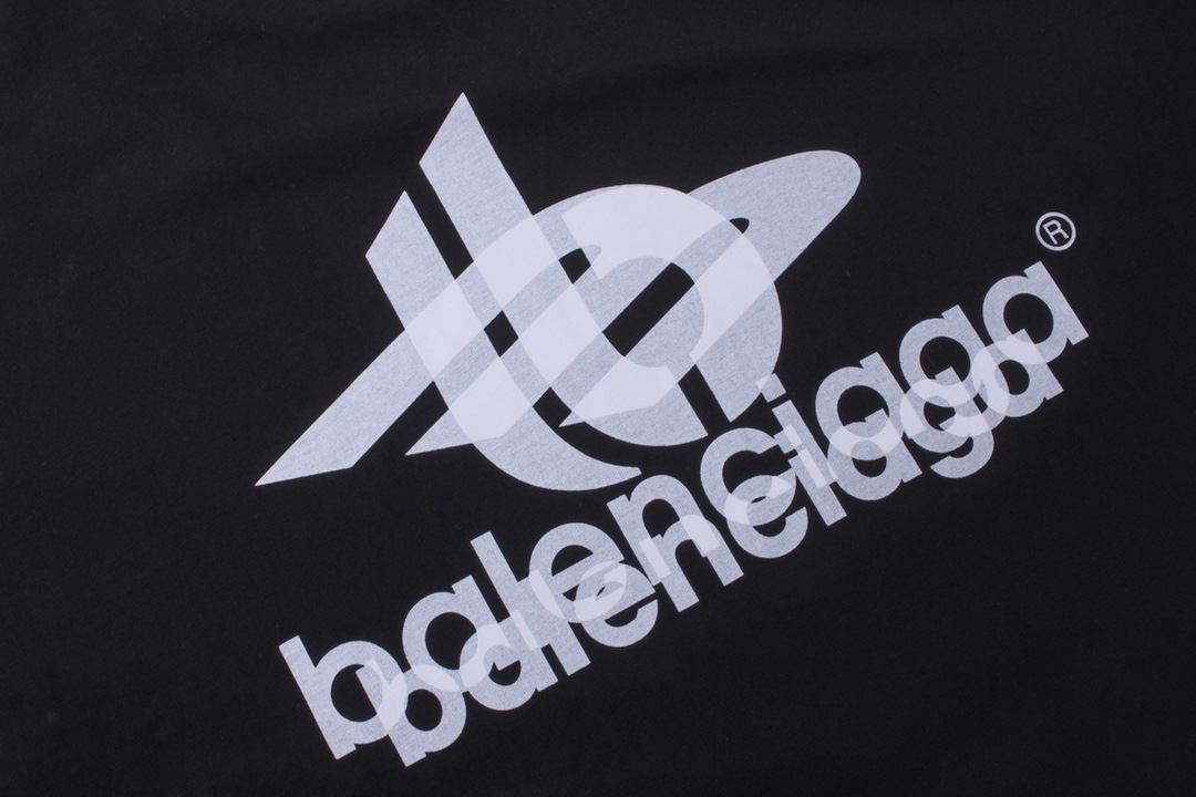 Balenciaga 官网品质BALENCI*GA/巴黎 2024新款 幻影双LOGO 图案印花长袖T恤