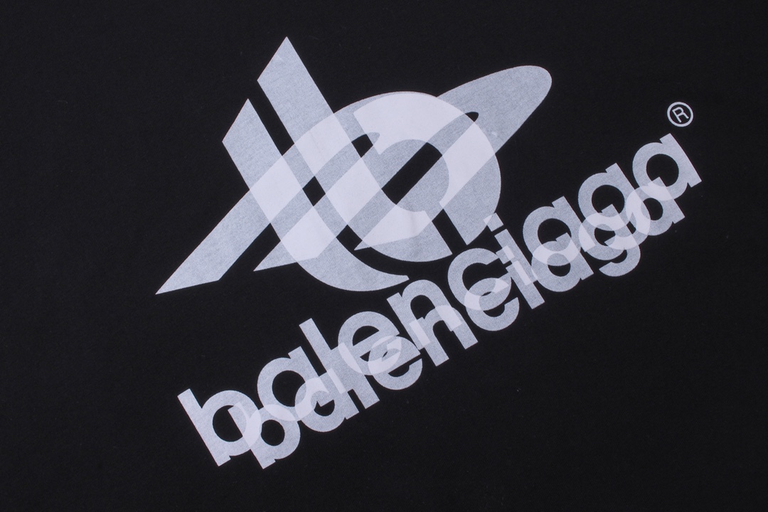 Balenciaga 官网品质BALENCI*GA/巴黎 2024新款 幻影双LOGO 图案印花长袖T恤