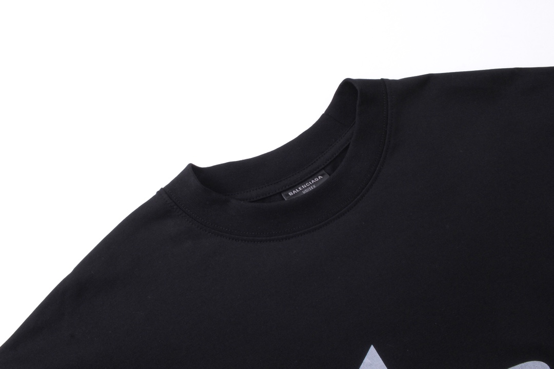 Balenciaga 官网品质BALENCI*GA/巴黎 2024新款 幻影双LOGO 图案印花长袖T恤