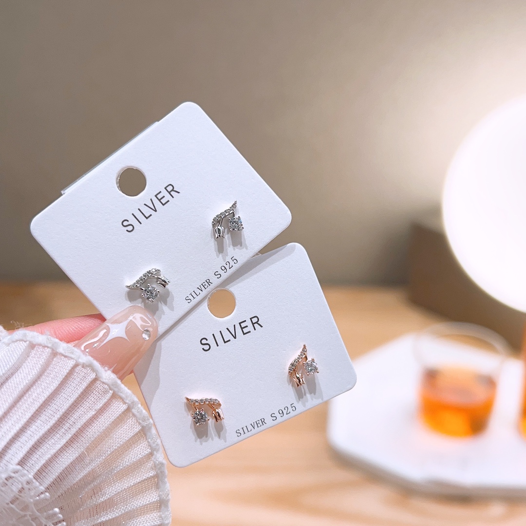 ロマンチック低アレルギー銀イヤリングシルバー 卒業