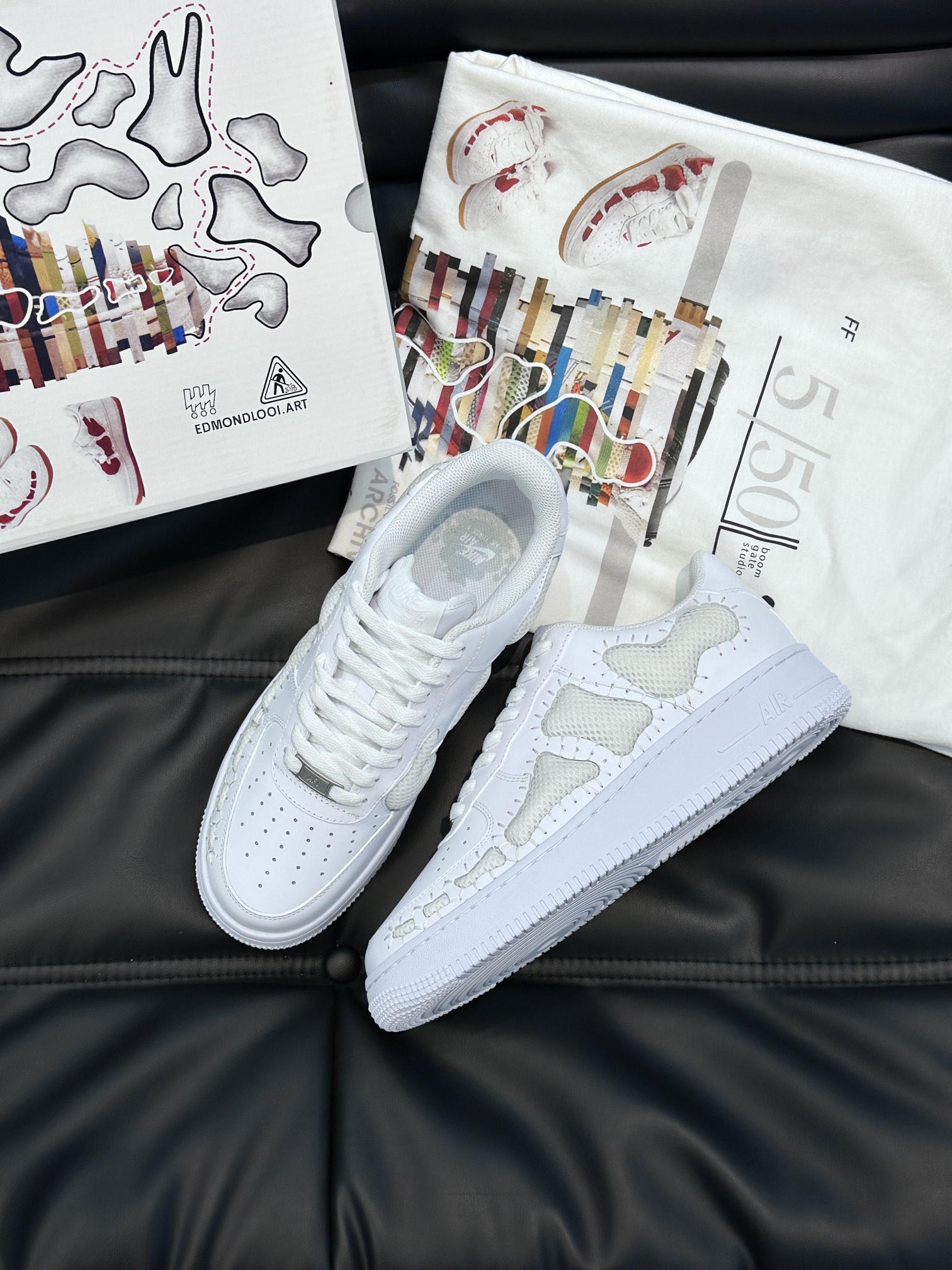 ️AF1*LV联名潮酷男士休闲运动鞋NikeAirforce1空军一号纯收工定制浮雕骨头鞋这款由国外大神