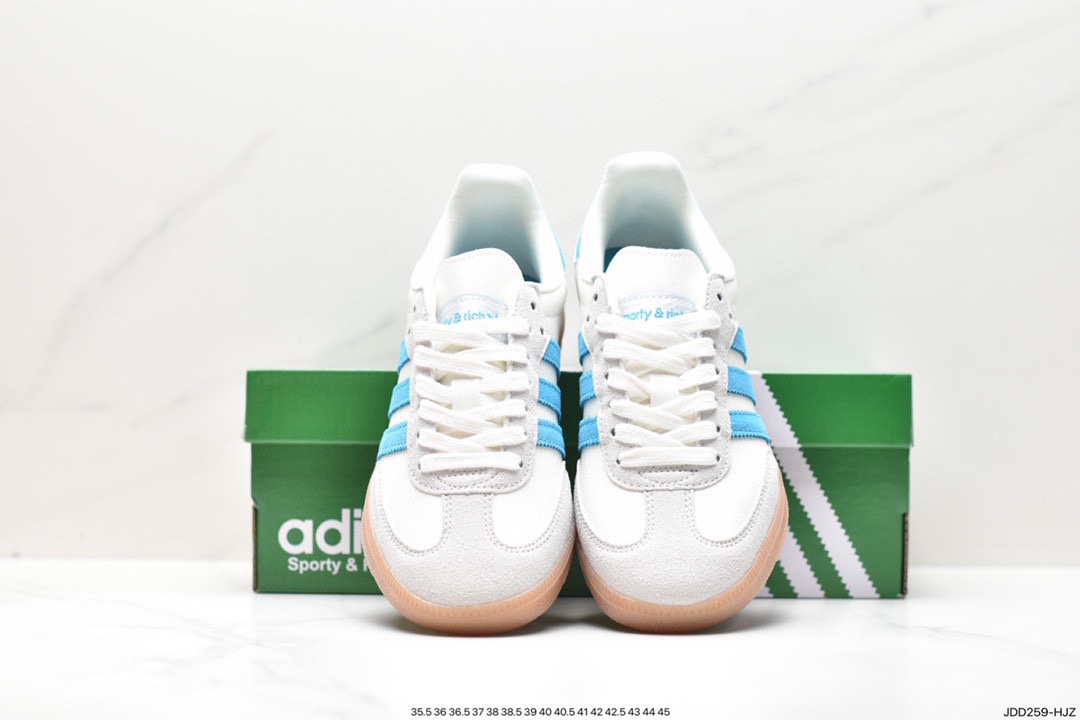 Adidas Originals Samba Vegan OG ”SPD” Samba Dance Shoes ”Silver Mist Princess Lace Caramel Sole” IE7096