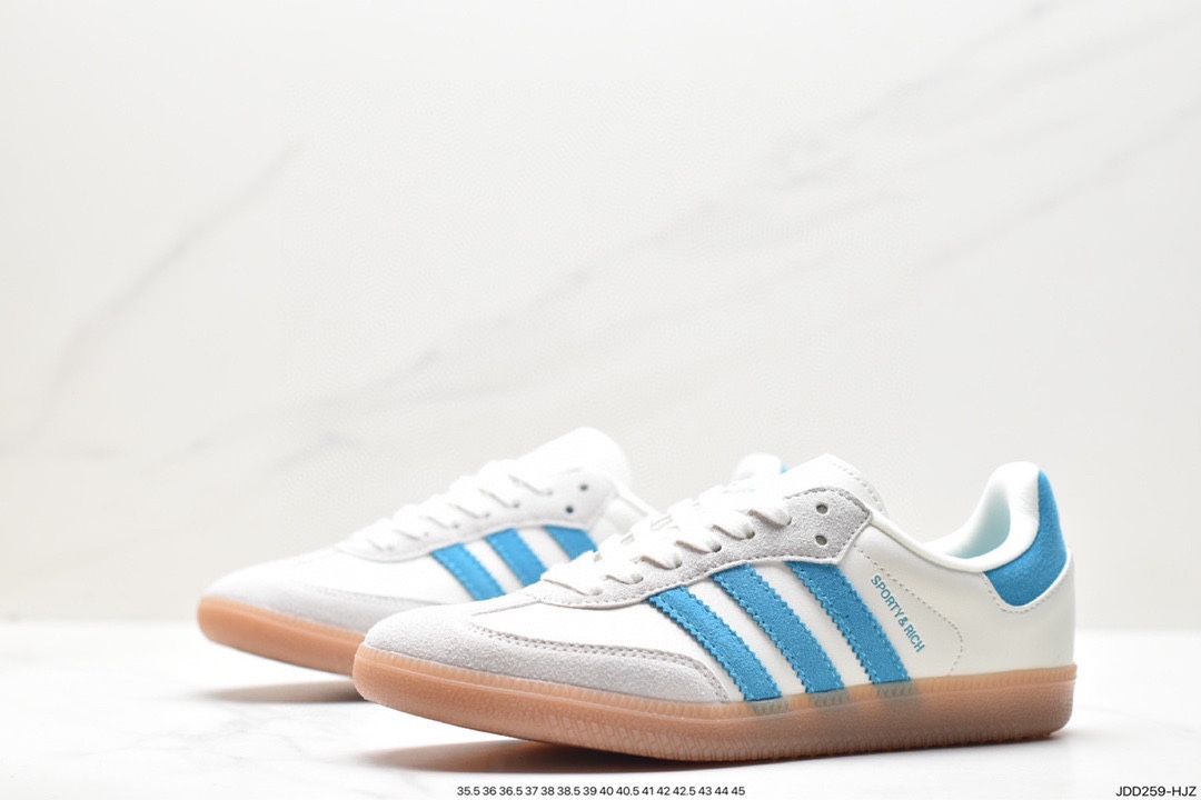 Adidas Originals Samba Vegan OG ”SPD” Samba Dance Shoes ”Silver Mist Princess Lace Caramel Sole” IE7096