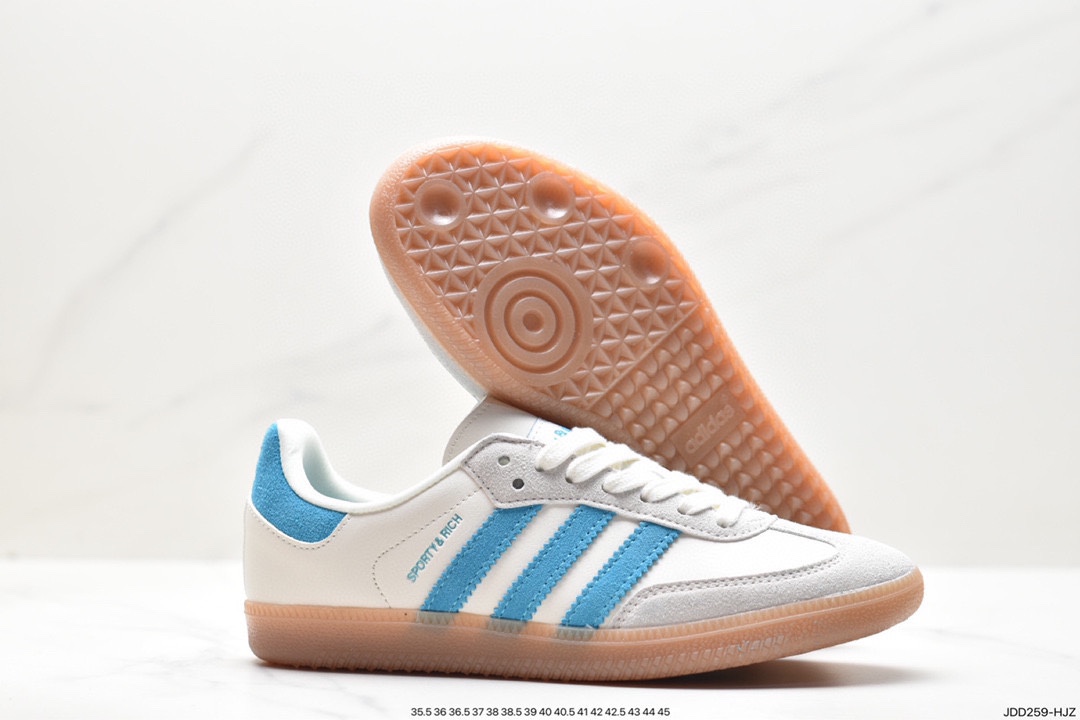 Adidas Originals Samba Vegan OG ”SPD” Samba Dance Shoes ”Silver Mist Princess Lace Caramel Sole” IE7096