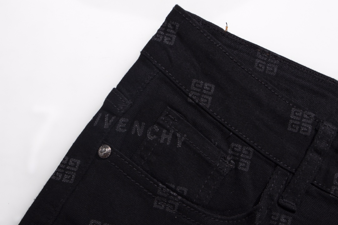 2023 Givanch & Givenchy Logo Jeans: Water-Washed Fabric, Original Hardware, Top Quality - 图片 5