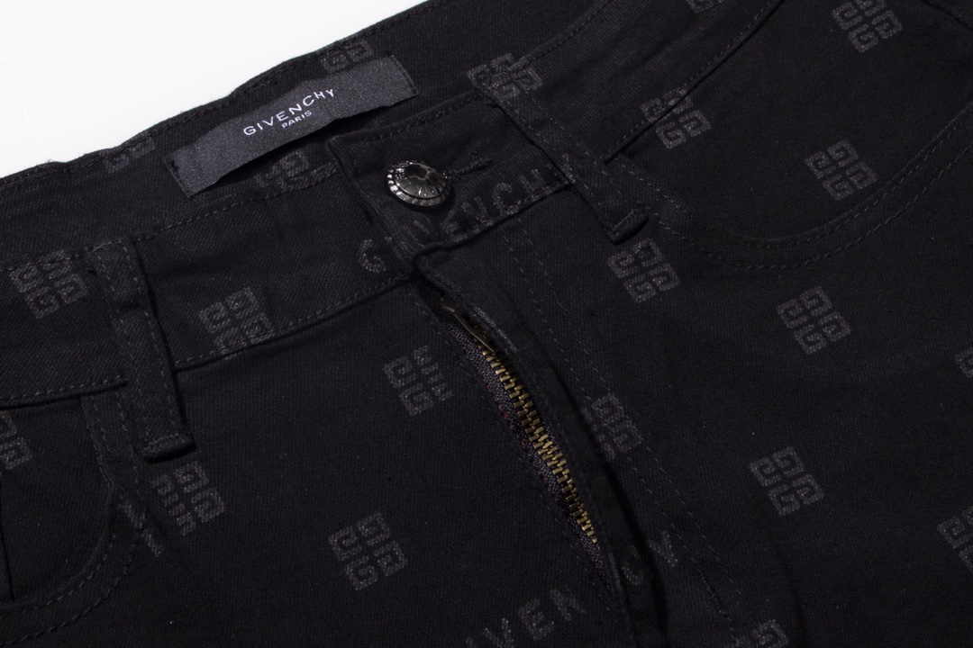 2023 Givanch & Givenchy Logo Jeans: Water-Washed Fabric, Original Hardware, Top Quality - 图片 4