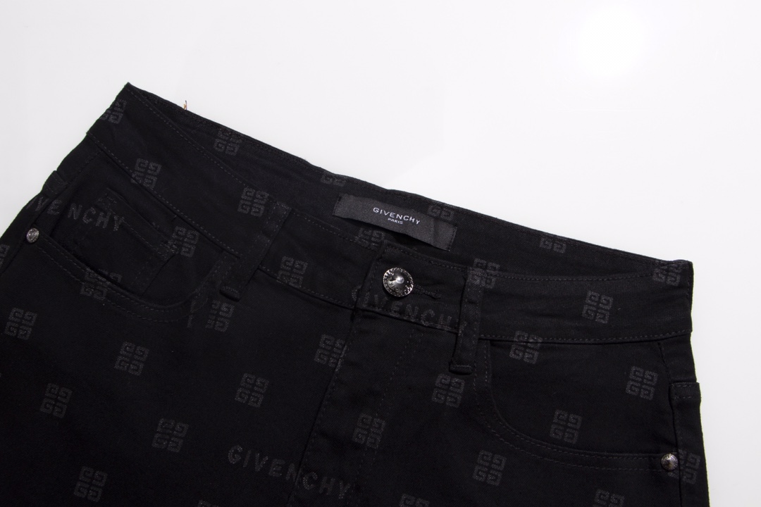 2023 Givanch & Givenchy Logo Jeans: Water-Washed Fabric, Original Hardware, Top Quality - 图片 3