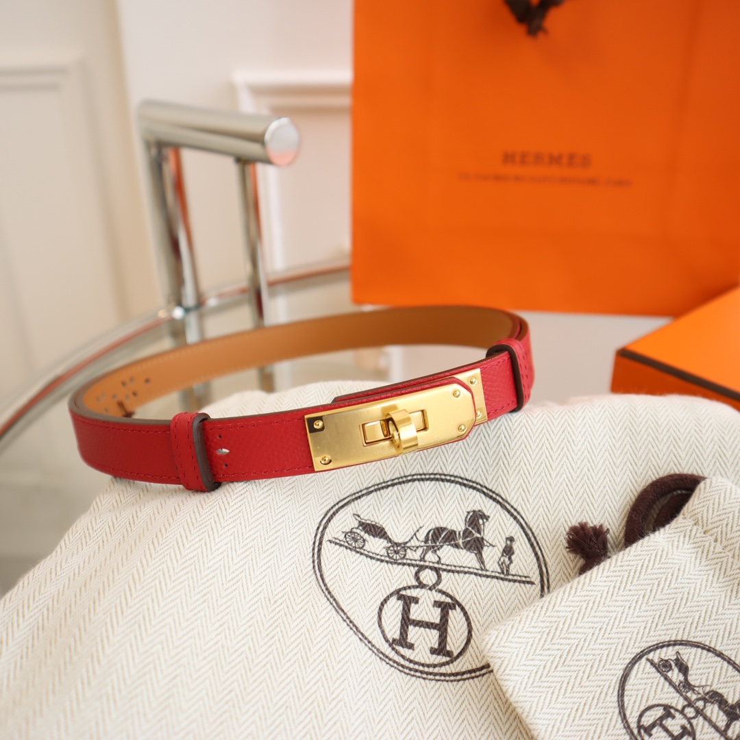 Hermès 凯利女款皮带，EPSOM进口小牛皮，圆型转动扣，长度可调节，一带通用码，百搭，宽度 1.8cm