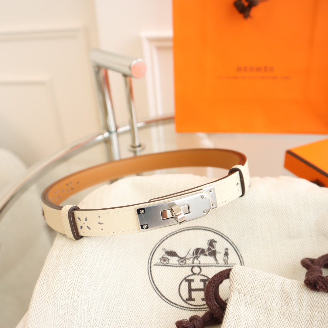 Hermès 凯利女款皮带，EPSOM进口小牛皮，圆型转动扣，长度可调节，一带通用码，百搭，宽度 1.8cm