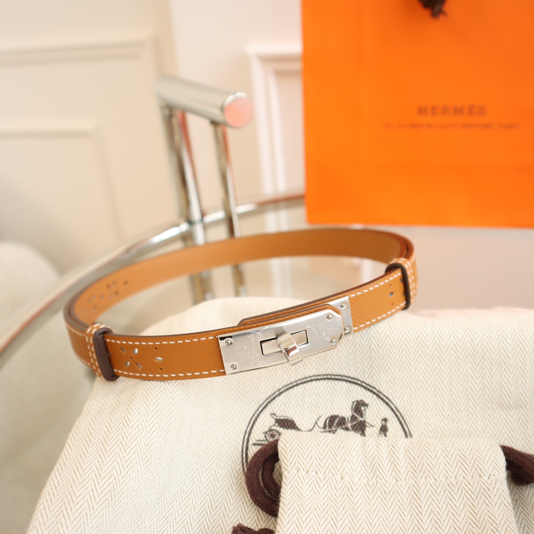 Hermès 凯利女款皮带，EPSOM进口小牛皮，圆型转动扣，长度可调节，一带通用码，百搭，宽度 1.8cm