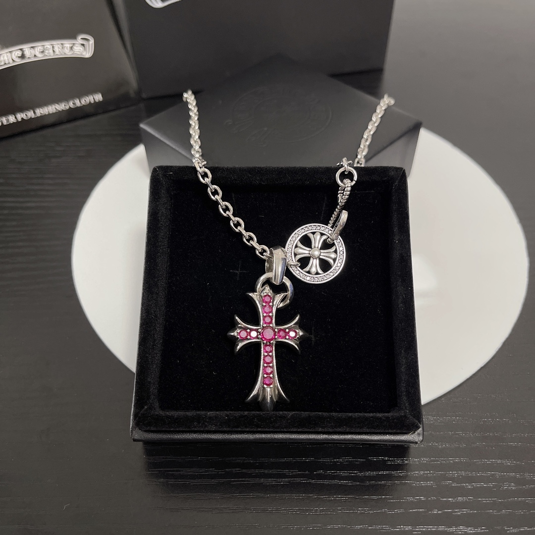 NO:111525,Too handsome and exciting the latest model Croxin, no explosion, factory direct sales, original one-to-one reproduction, Croxin retro necklace, jewelry boutique, chrome hearts, necklace19860909太帅爆了最新款克罗心 不爆不发 厂家直销 原版一比一复刻 克罗心复古项链,饰品精品,chrome hearts,necklace,Jewelry