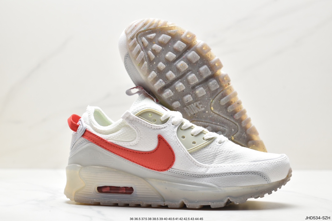 NK Air Max Terrascape 90”Grey/University Red“山川地形系列经典复古百搭休闲运动气垫慢跑鞋“牛津布白灰大学红冻底”DM0033-002