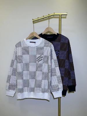 Louis Vuitton Clothing Sweatshirts Black White Men Cotton Fall Collection Long Sleeve