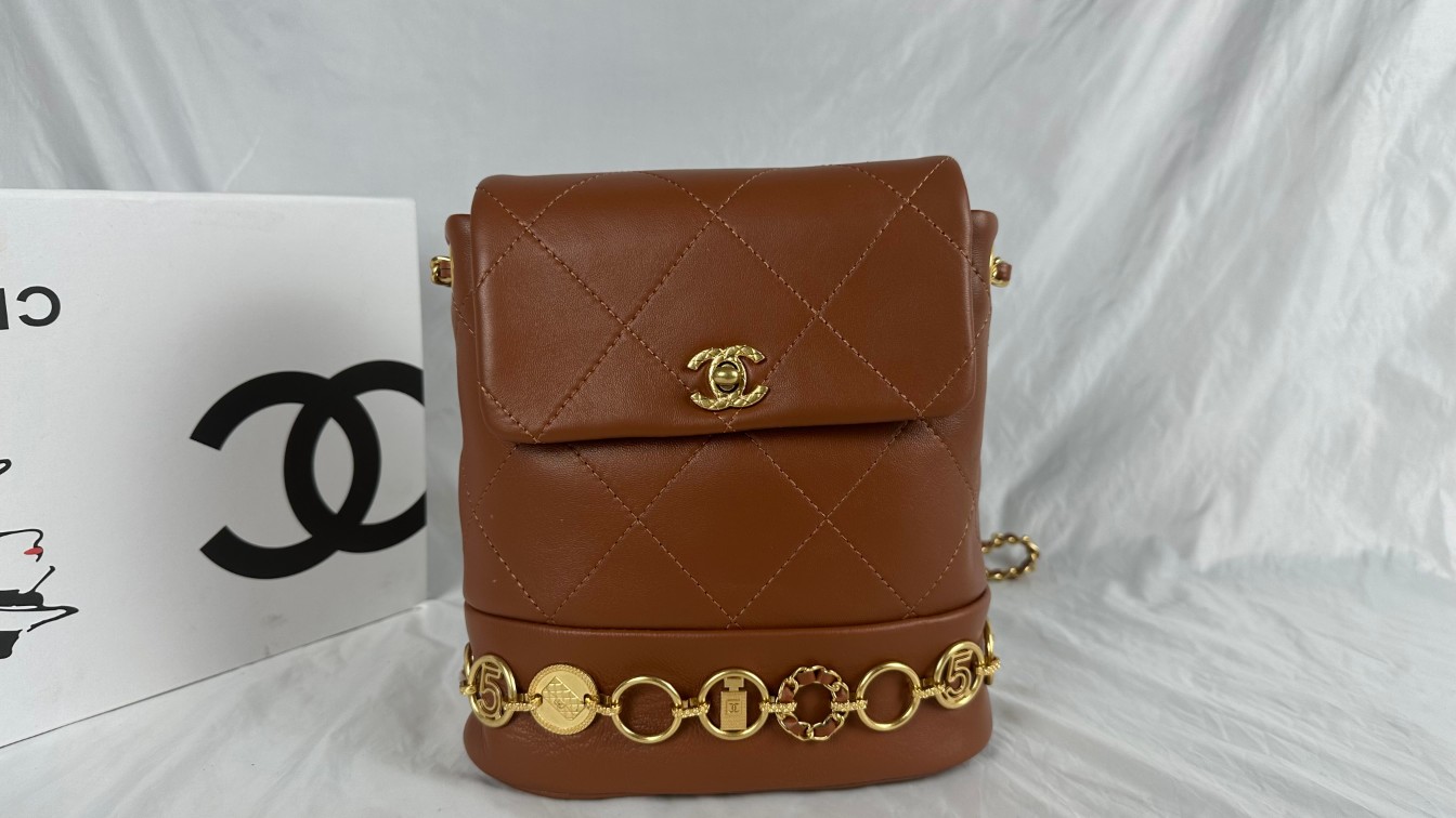Chanel Bags Backpack 1:1 Clone
 Black Brown Sheepskin Vintage
